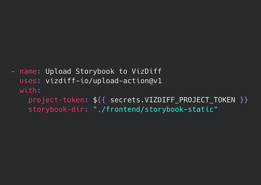 VizDiff upload step in a CI pipeline configuration